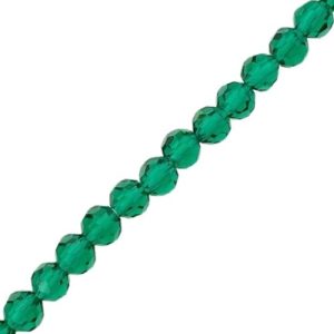 Faceted transparent round glass bead 6mm - Green - Qty: 92 pcs. - GB9161