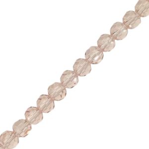 Faceted transparent round glass bead 6mm - Soft Pink - Qty: 92 pcs. - GB9162