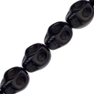 Black stone skull beads 8mm x 10mm x 8mm - Qty: 38 pcs. - GE2008