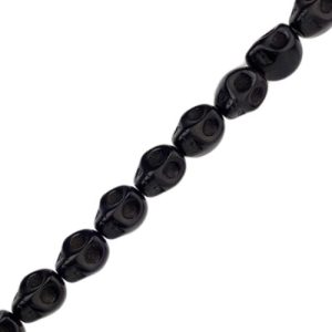 Black stone skull beads 6mm x 8mm x 8mm - Qty: 48 pcs. - GE2009