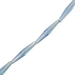 Elongated faceted glass bicone bead - Light blue - Qty: 16 pcs. - GB0547