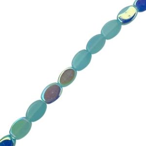 Oval glass bead - AB milky sky blue - Qty: 39 pcs. - GB0617