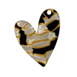 Resin heart pendant - Qty: 2 pcs - RE0074