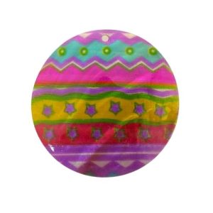 Printed round shell pendant - Qty: 1 shell - SH0805