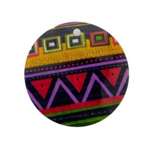 Printed round shell pendant - Qty: 1 shell - SH0806