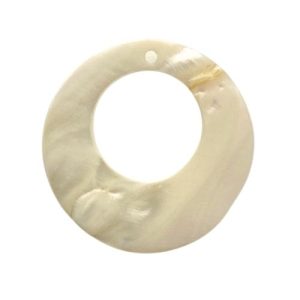 Opaque shell disc pendant 40mm - Cream - SH0815