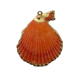 Shell pendant  - Orange and Gold - Qty: 1 pce - SH0818