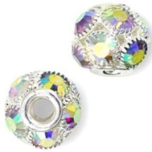 Diamante-set beads, charms & pendants