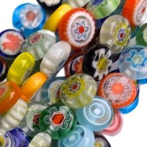 Assorted Venetian glass flat round beads 12 x 3.5mm - Qty: 32 pcs. GB7091