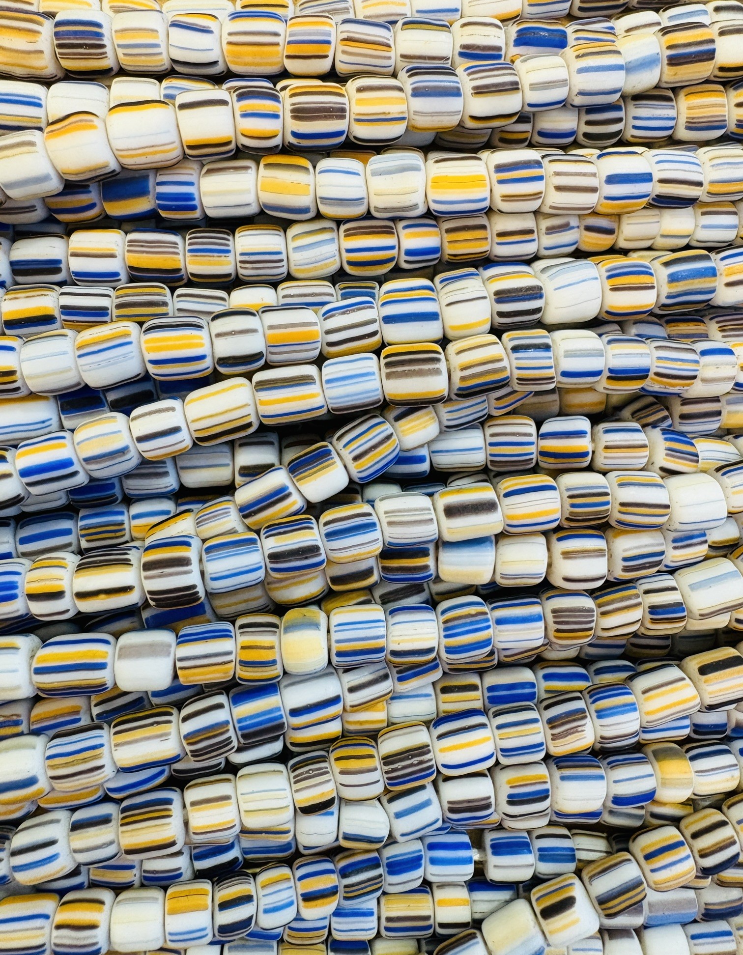 Glass rondelle bead - Mixed stripe - Qty: 116 pcs - GB9165