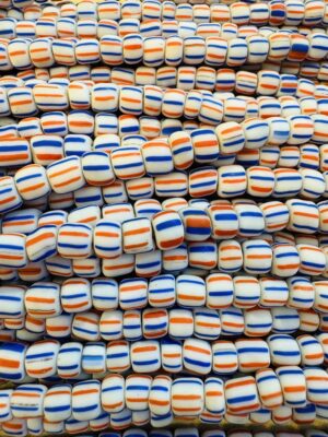 Glass rondelle bead - Candy Stripe - Qty: 116 pcs - GB9166