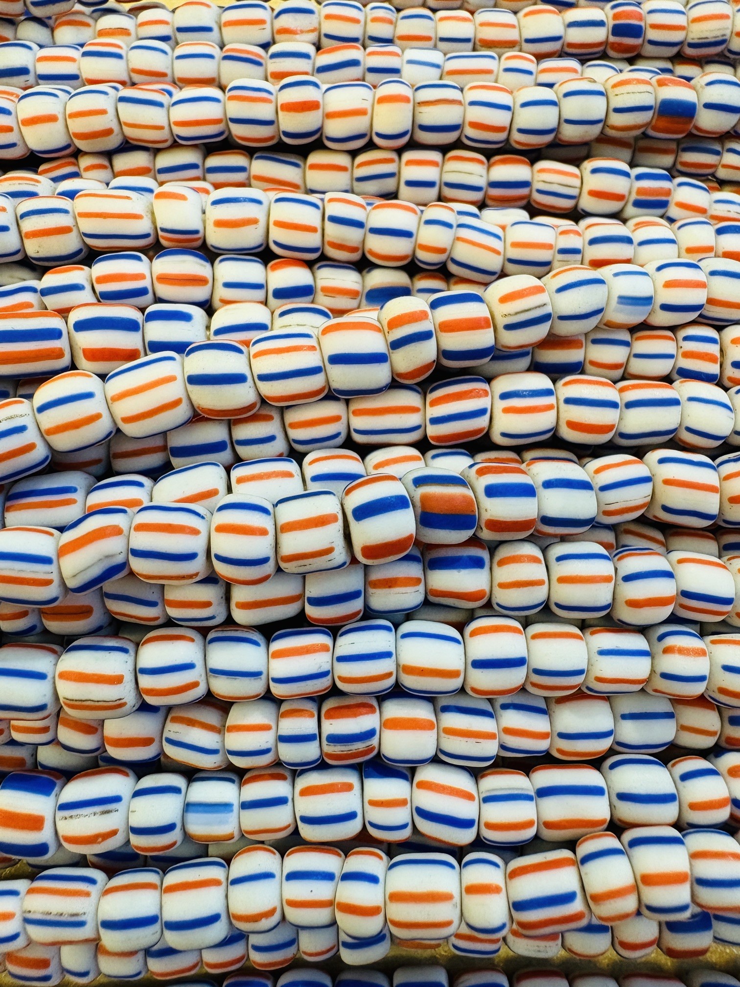 Glass rondelle bead - Candy Stripe - Qty: 116 pcs - GB9166